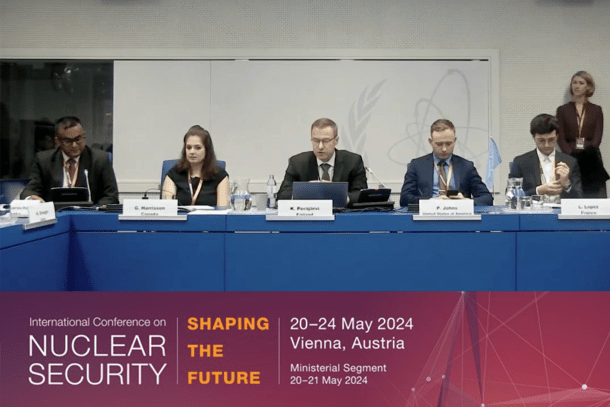 Dr. Upanith S. Liyanaarachchi Presenting his research at the International Conference on Nuclear Security (ICONS 2024) at International Atomic Energy Agency, Vienna, Austria.
